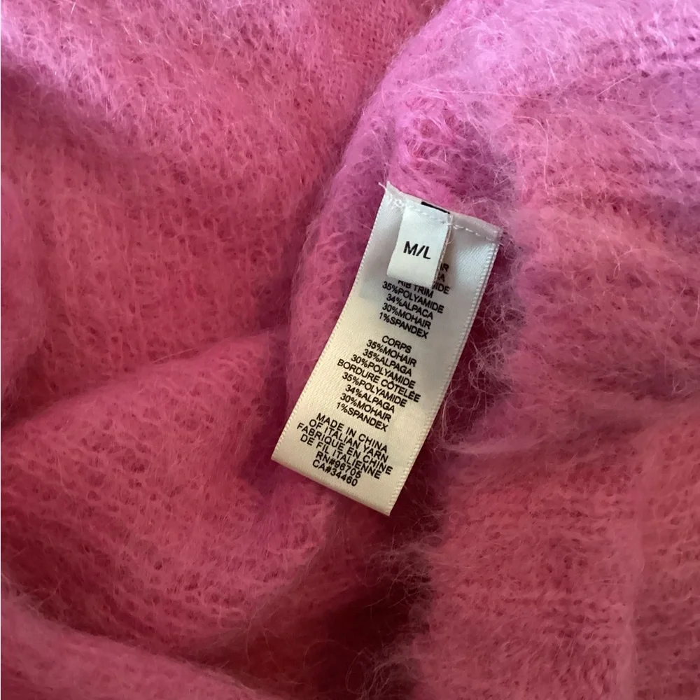 Rebecca Taylor Oversized Pink Brushed Finish Mohair Alpaca Cardigan Size M/L - Picture 7 of 8